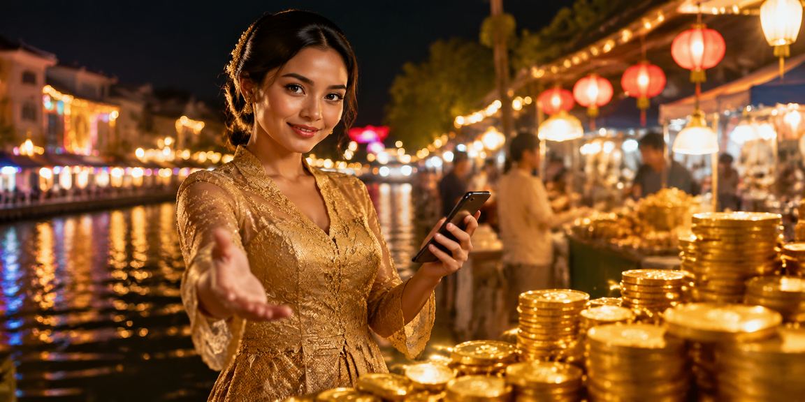 Pemain wanita di Melaka melakukan deposit untuk permainan kasino melalui telefon bimbit